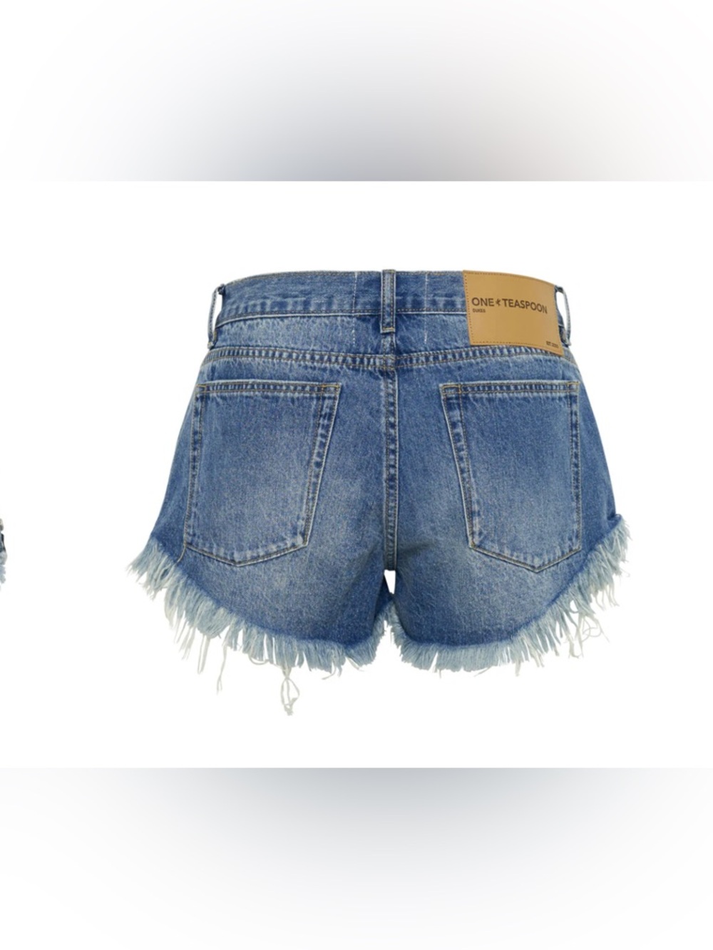 One Teaspoon Dukes Low Waist faded blue Frayed Hem Denim Shorts Size 30 Waist - Picture 3 of 11